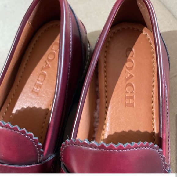Coach Lenox Loafers tea rose size 7.5 b burgundy color - Picture 3 of 10